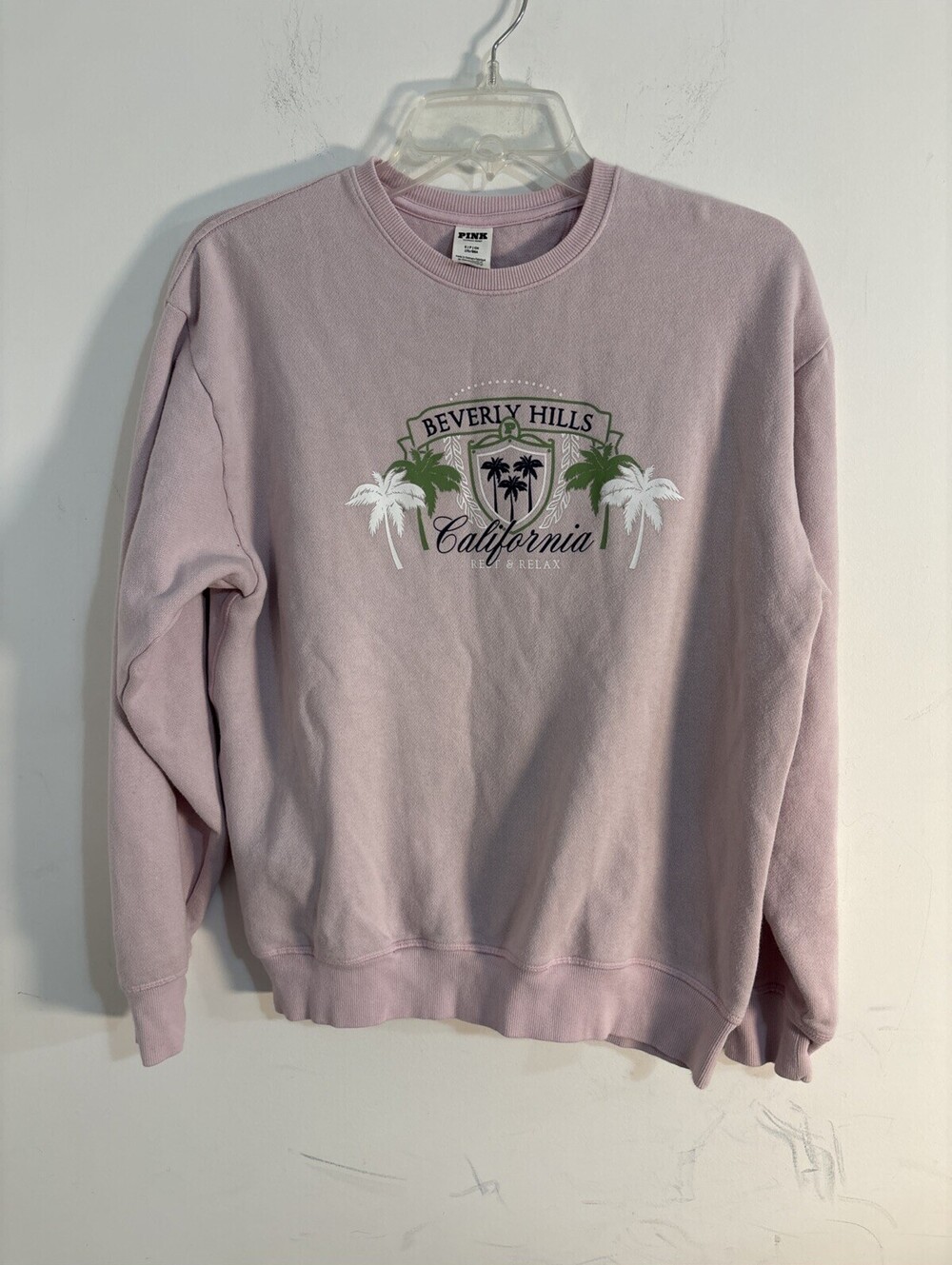 Victorias Secret Pink Pullover Sweatshirt Pink Beverly Hills Small